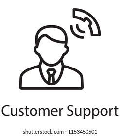 
Human avatar in official dress code with receiver along side, to make notion of customer support  
