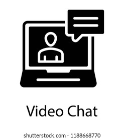 Human avatar on laptop screen with message bubble showing icon for online tutoring