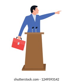 Human avatar on a podium, icon of orator 