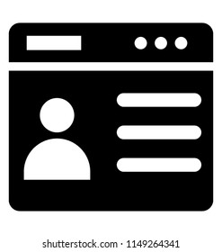 
A human avatar on a web page depicting personal web page 
