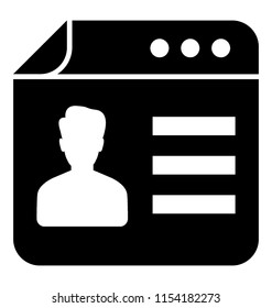 
A human avatar on a web page depicting personal web page 
