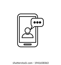 Un avatar humano sobre la pantalla del smartphone con burbuja de chat presentándolo como un icono conceptual de un asistente personal de Inteligencia