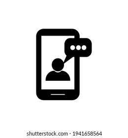 A human avatar over smartphone screen with chat bubble presenting it as conceptual icon design of Intelligence personal assistant