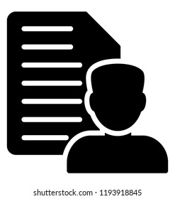 A human avatar with the paper page on back depicting user profile 
