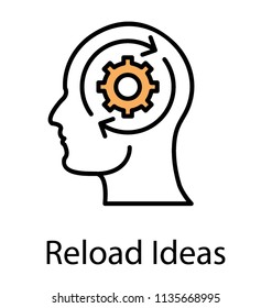 
Human avatar if a person with gears and double directing arrows showing icon for reload idea
