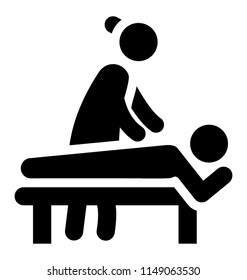 
Human avatar pointing towards the person laying in front, denoting massage icon 
