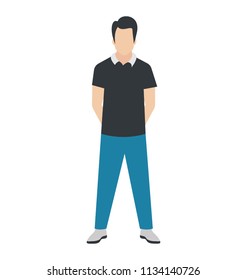 
Human avatar posing confidently with hands folded in the back, denoting manager 

