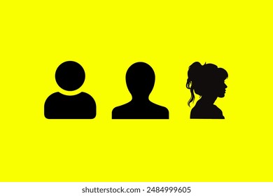 Human Avatar Silhouette With Yellow Background.