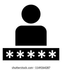 
Human avatar with some asterisks symbolising user login icon 
