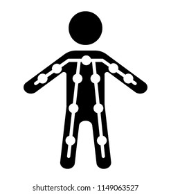 
Human Avatar Standing With Both Arms Out And Points Marked On Hole Body Representing Pressure Point Icon 
