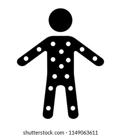 
Human avatar standing with both arms out and points marked on hole body representing pressure point icon 
