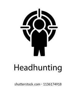 Human avatar standing right front of the gun target, showing concept of headhunting  