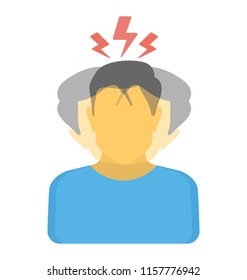 
Human avatar with thunder sign over her head denoting icon for dizziness
