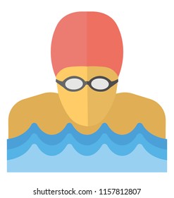 
Human avatar in a water pool wit the swimming equipments symbolising swimming 
