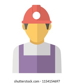 
Human avatar wearing hard hat with light, a labor icon
