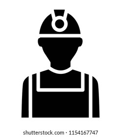 
Human avatar wearing hard hat with light, a labor icon
