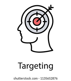 
Human avatar whose brain getting targeted, an icon for targeting 
