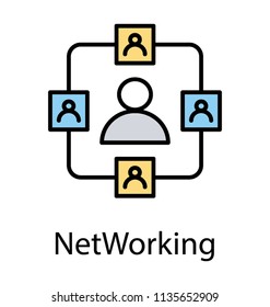 
Human avatars connected with other and where main server operating them, it is an icon for networking 
