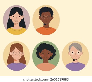 human avatars face young and old and differnet hair color