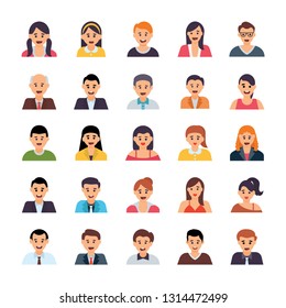 Human Avatars Flat Icons Set 