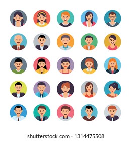 Human Avatars Flat Icons Set 