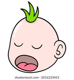 human baby head sleeping snoring, vector illustration carton emoticon. doodle icon drawing