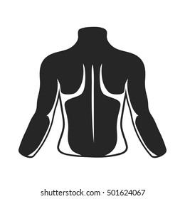 Human back icon in black style isolated on white background. Part of body symbol stock vector illustration.