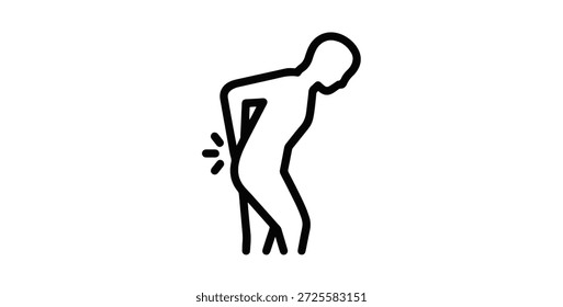 Human back injury icon posture showing pain outline vector illustration