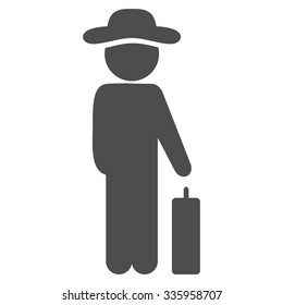 Human Baggage vector icon. Style is flat symbol, gray color, rounded angles, white background.