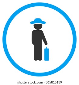 Human Baggage vector icon. Style is bicolor flat circled symbol, blue and gray colors, rounded angles, white background.