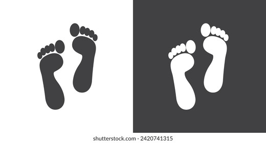 Human bare walk footprints, Flat Footsteps icon. Simple black footprints icon. Vector illustration of Human footprint isolated icon. Foot, step flat simple symbol.