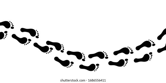 Human bare walk footprints shoes and shoe sole Kids feet and foot steps Fun vector baby footsteps icon or sign for print Kid step for trail Walking footstep and footprint for trekking or follow route