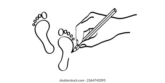 Human bare walk footprints shoes and shoe sole Kids feet and foot steps Vector baby footsteps icon or sign for print Kid step for trail Walking footstep and footprint for trekking or follow route sale