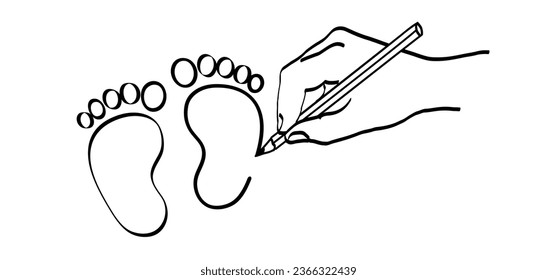 Human bare walk footprints shoes and shoe sole Kids feet and foot steps Vector baby footsteps icon or sign for print Kid step for trail Walking footstep and footprint for trekking or follow route sale