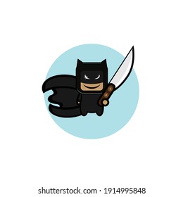 Human bat character illustration design carrying knife