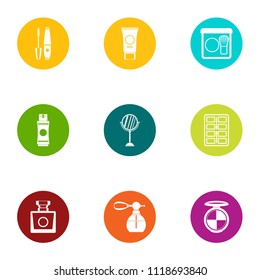 Human beauty icons set. Flat set of 9 human beauty vector icons for web isolated on white background
