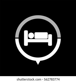 Human in bed  - black vector icon