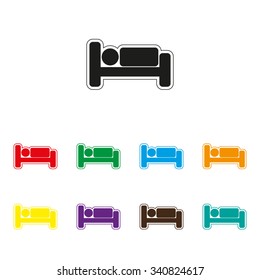 Human in bed - color vector icon