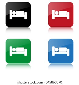 Human in bed  - color vector icon  with shadow