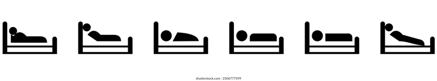 Human bed icon set vectoe.