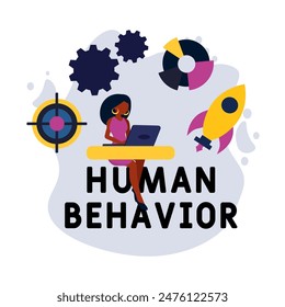 Human behavior payment concept vector illustration with keyword, people and icons. Flat vector illustration. Isolated on white. Digital Marketing concept.