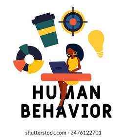 Human behavior payment concept vector illustration with keyword, people and icons. Flat vector illustration. Isolated on white. Digital Marketing concept.