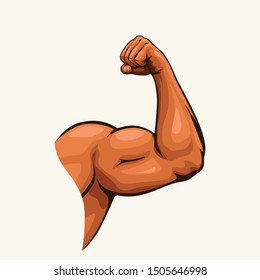 human biceps hand on white