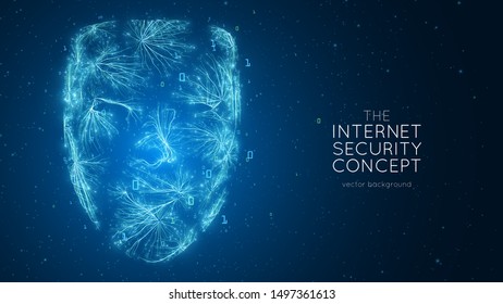 Human Big data visualization. Internet security concept. Futuristic Artificial intelligence concept. Cyber mind aesthetic design. Machine learning. Complex data threads