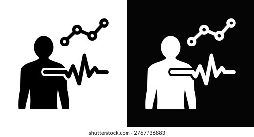 Human Bio Signals Icon In Black And White Style