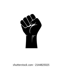 Human black hand clenched his fist. liberty sign and symbol of protest and symbol of diligence