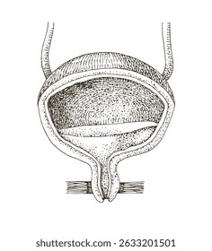 Anatomía de la vejiga humana Vector dibujado a mano