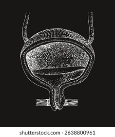 Human bladder anatomy hand drawn vector
