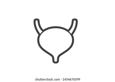 Human bladder black line icon vector 