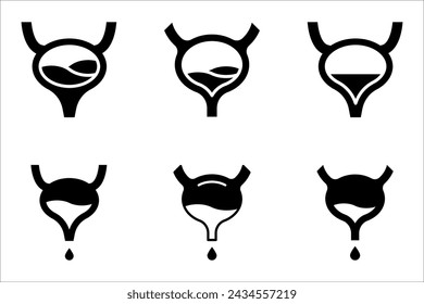 Human bladder line icon set. linear style sign for mobile concept and web design. Bladder internal organ outline vector illustration on white background